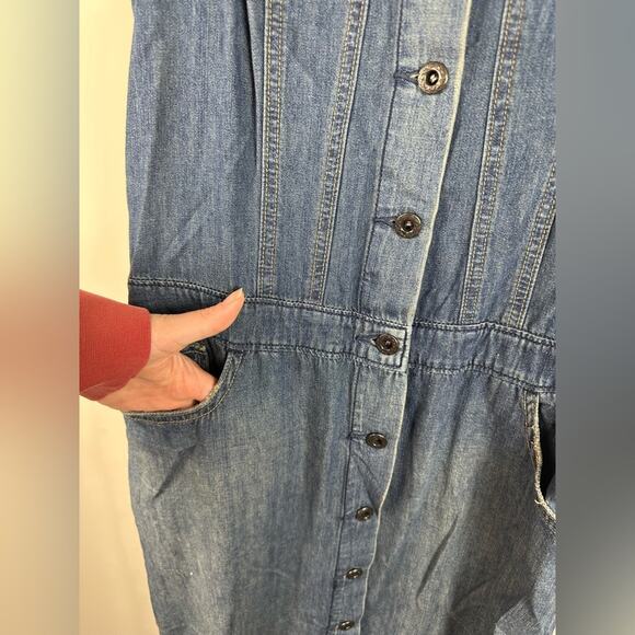 Free People Vintage Denim Button Down Maxi Dress Size 4 EUC Rare Style - Picture 9 of 9